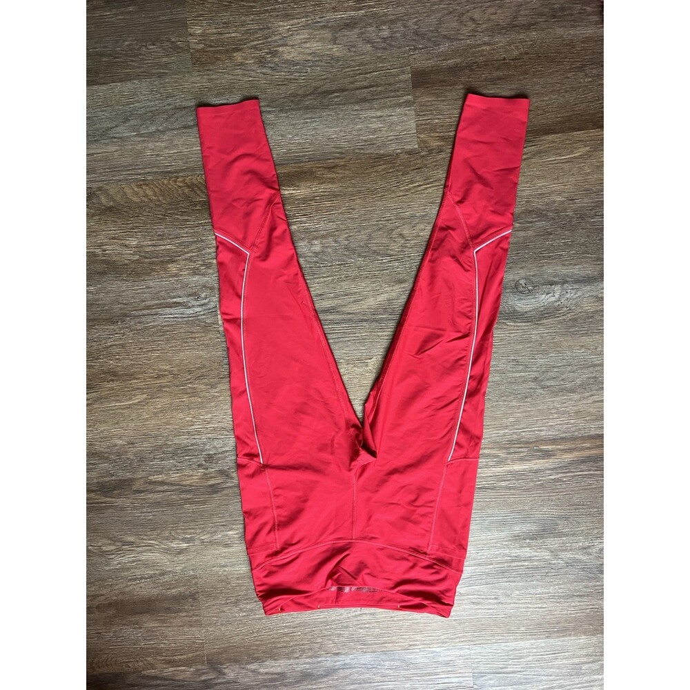 Victoria’s Secret Total Knockout Tights Red W/ Silver Piping Sz L Yoga Run